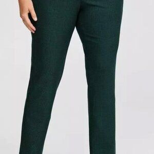 Torrid Ponte' Trousers; Straight Leg; Green & Black Plaid; NWT; Size 12 Regular